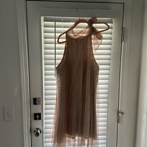 Tan lace party dress
